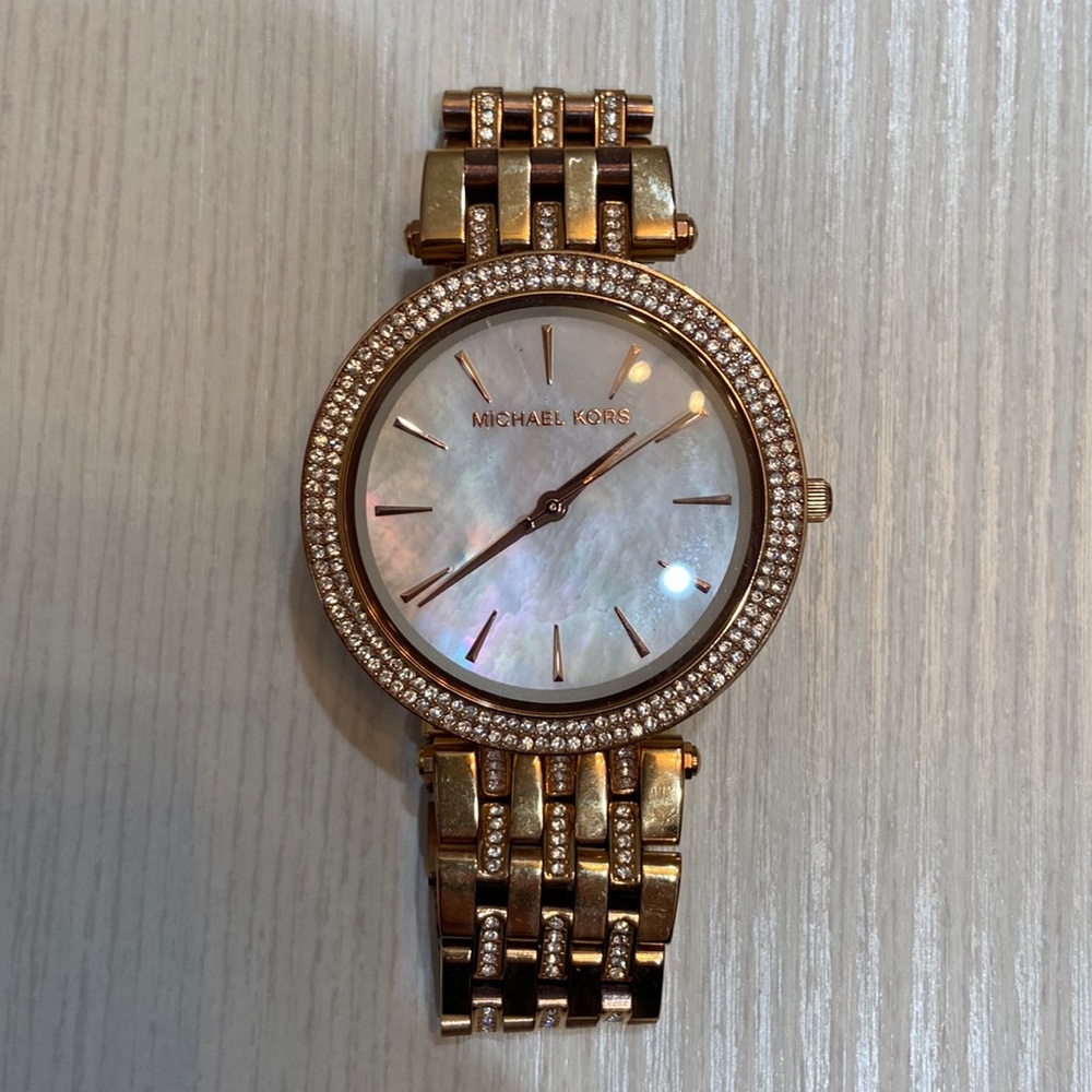 Michael Kors Darci Rose Gold Stainless Steel Watch with Mother of Pearl Dial